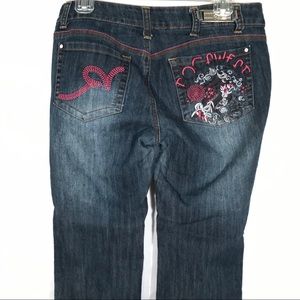 Rocawear Jeans Stretch Straight Leg Sz 7 Inseam 29